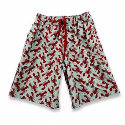 Bev. Hills Polo Club Men's Sz S Lobster Print Swim Trunks Lt Blue - Excellent