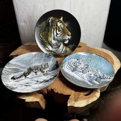 Vintage Tiger Collectors Plates Nat. Wildlife Fed, Hamilton, Fleeting Encounter