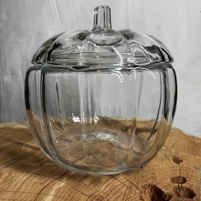 Anchor Hocking Pumpkin Glass Candy Jar with Lid for Fall Food Storage Decor