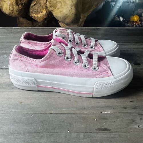 Wonder Nation Girls Pink Canvas Low Top Memory Foam Tennis Shoes Size 1 Youth