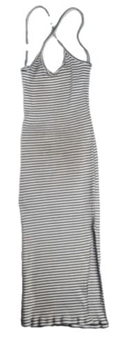 Iris Los Angeles Striped Ribbed Dress Small Black White Side Slit Cotton Stretch