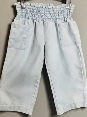 Vince Camuto Girls Light Denim Elastic Waist Pull On Wide Leg Capris Size 4