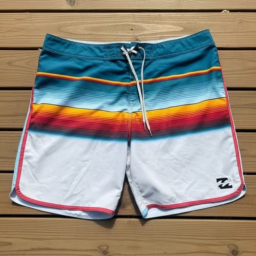 Billabong PlatinumX 73 Board Shorts Men's 40 Multi-Color Striped Surf Swim