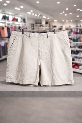Merona Mens Khaki Shorts Size 42 Classic Fit Beige Cotton Stretch Casual