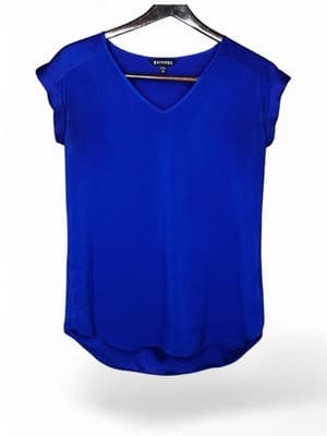Express Woman’s Royal Blue V Neck Size XS/TP Sheer Silky Fabric