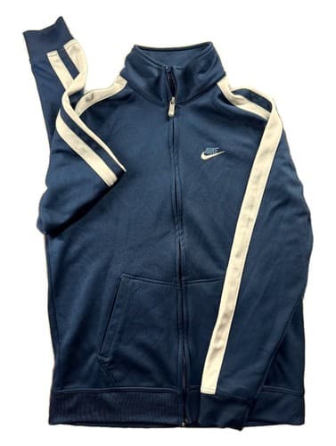 Nike Men's Navy Blue Track Jacket XL Full Zip White Stripe - Excellent Cond.
