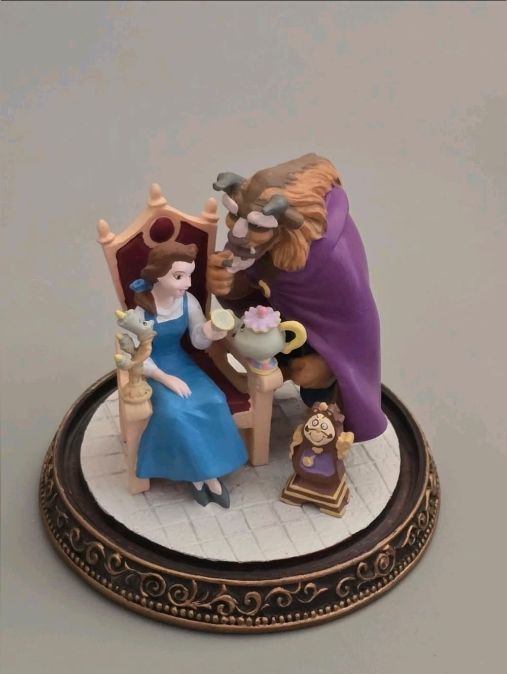 Disney Beauty and the Beast Belle Beast Glass Dome Cloche Zhang Yuqing Figurine