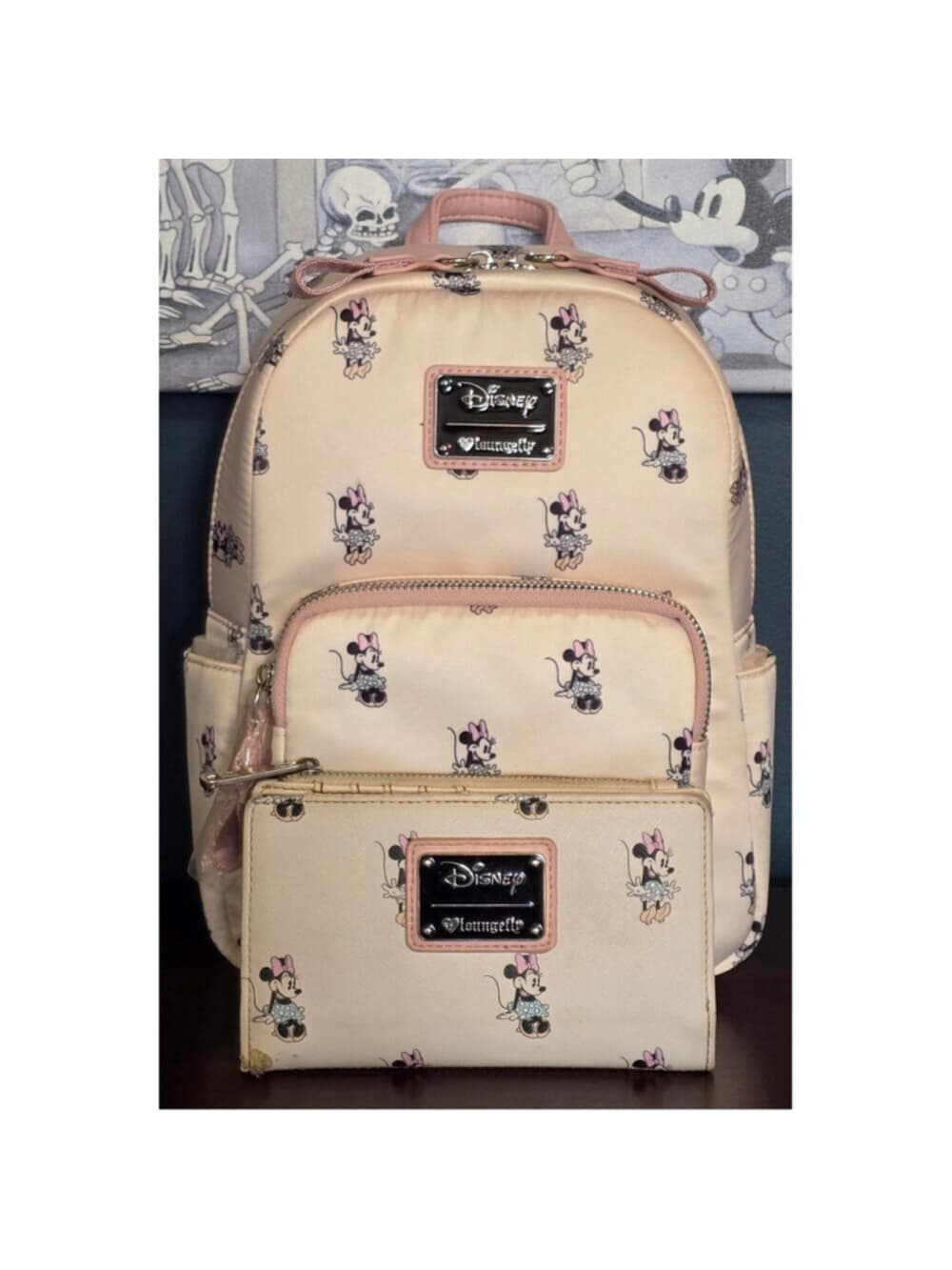 Loungefly Disney Minnie Mouse Cloth Backpack and Wallet