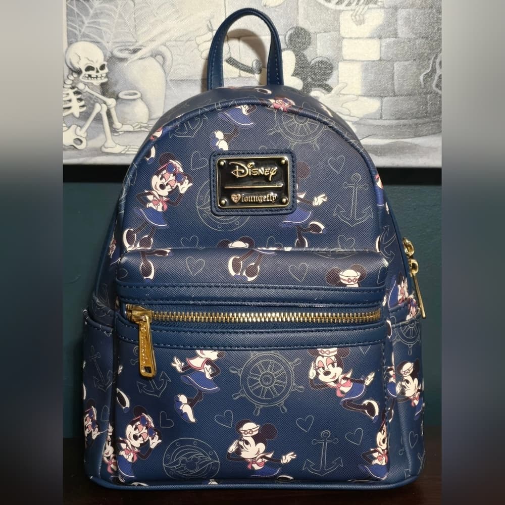 Loungefly ❤️ Logo Disney Cruise Line Sailor Minnie Mouse Backpack and Wallet