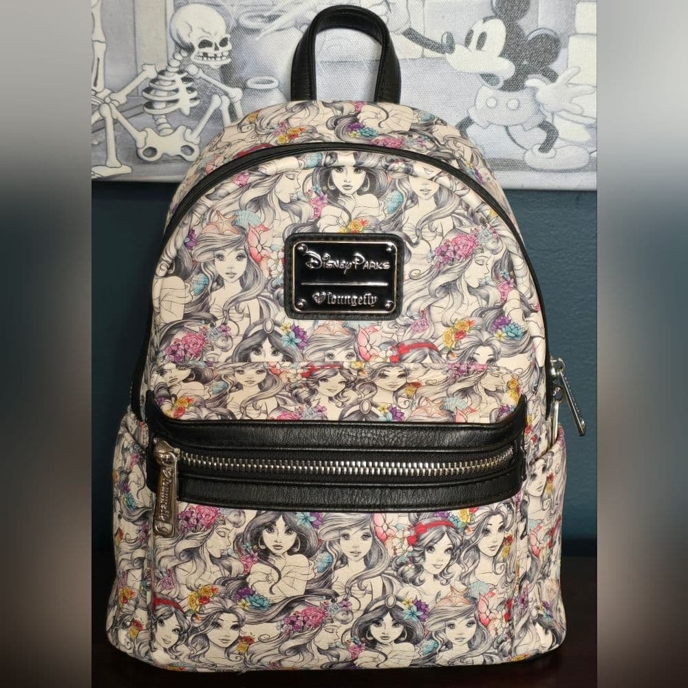 Loungefly Disney Parks Princess AOP Backpack, Wallet, and Pouch Set