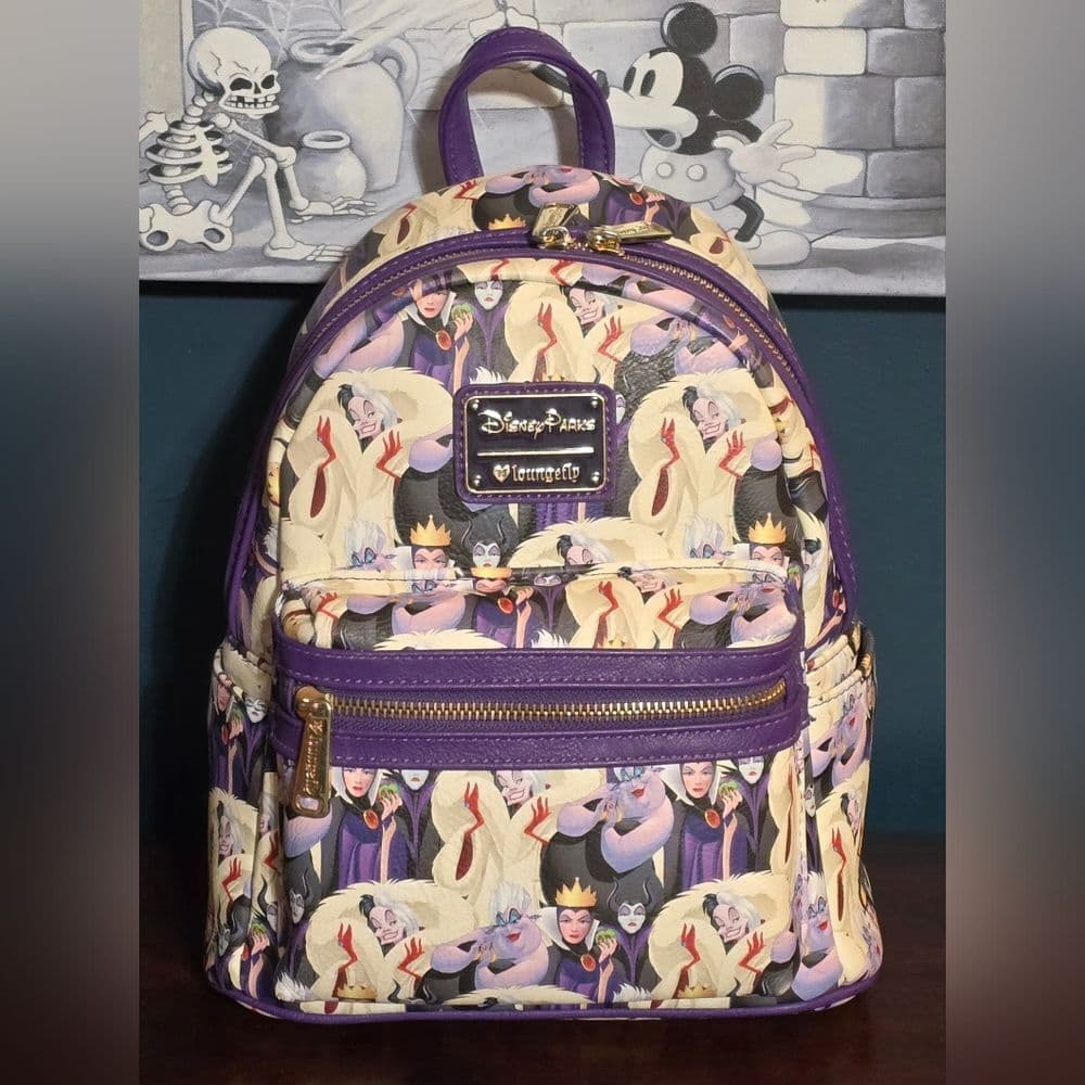 Loungefly Disney Parks Pastel Villains AOP Backpack and Wallet Set