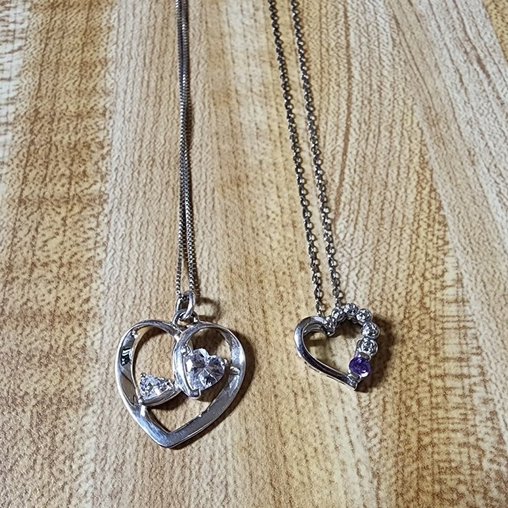 Two Silver Heart Necklaces