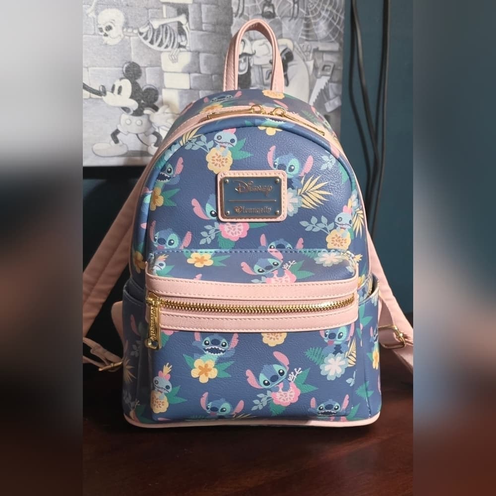 Loungefly Disney Lilo & Stitch and Scrump Floral Backpack