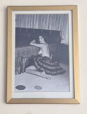 Vintage Bunny Yeager Framed Photo Mid Century Pinup Burlesque Glamour Art 5x7
