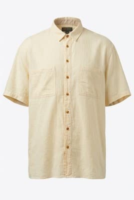 Vintage Cotton Palm Shirt Mens XXL Gauze Cream Button Up Made In USA 90s VTG