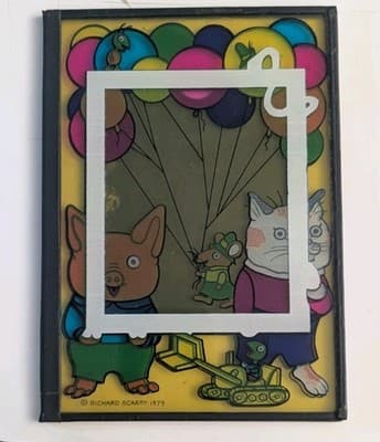 Vintage 1979 Richard Scarry Magnetic Photo Frame Busytown Huckle Cat Lowly Worm