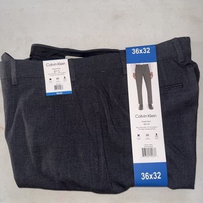Men's Calvin Klein Slim-fit pants Size 36x32 Color Gray New With Tags