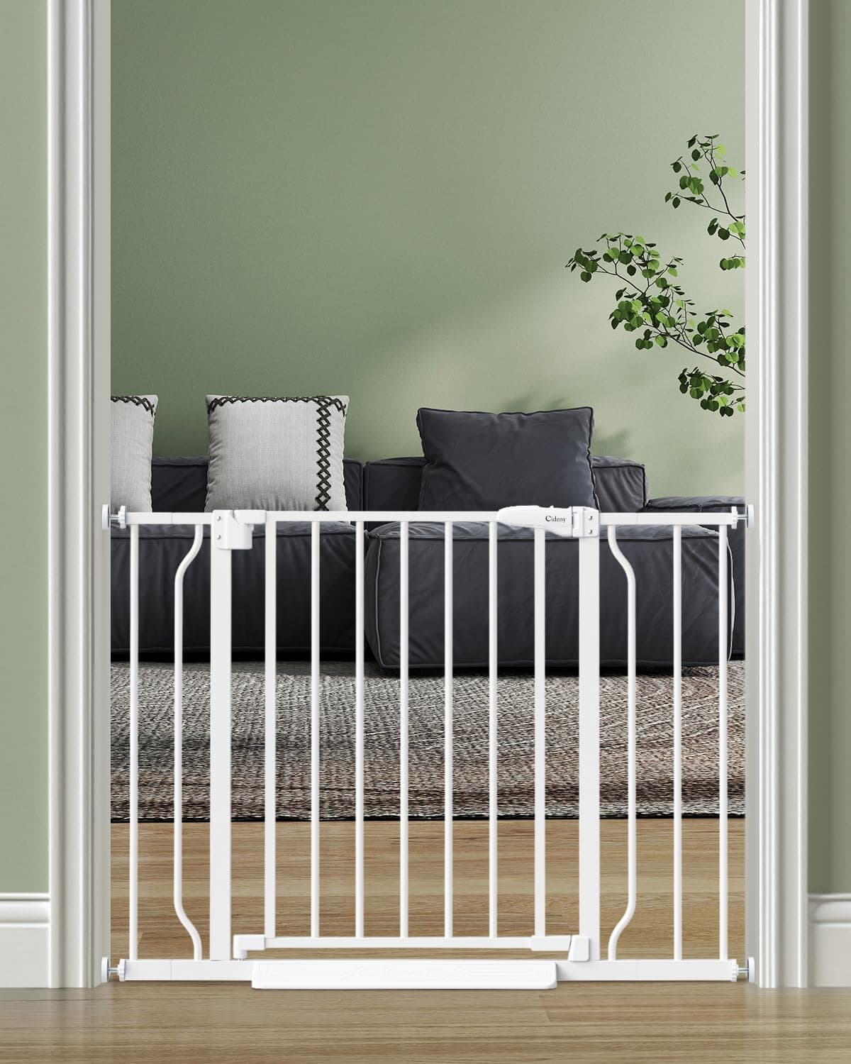 Cideny Baby Gate No Drilling, 29"-40" Auto Close Dog Gate Indoor for Doorways & Stairs, Pressure Mounted Adjustable Pet Gate, Easy Walk Through Child Gate for Children & Pets Stroller Friendly, White