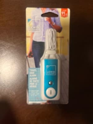 Lewis N. Clark Travel Door Alarm 91 dB White/Blue w/ Lanyard, Battery