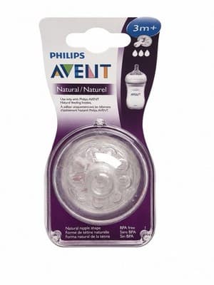 Philips AVENT Natural Silicone Wide Bottle Nipple, Medium Flow 3m+ SCF653/23