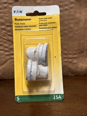 Bussmann 15A Time Delay Screw Fuse BP/S-15 125Vac (2 pack) HD Motor Protection