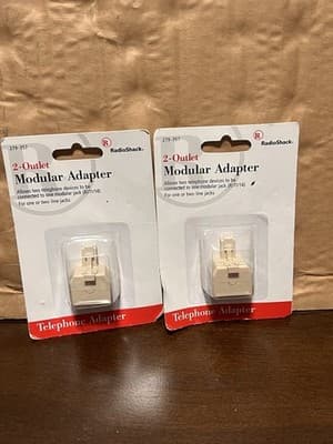 RadioShack 2-Outlet RJ11/14 Modular Telephone Adapter 1:2 Splitter 279-357