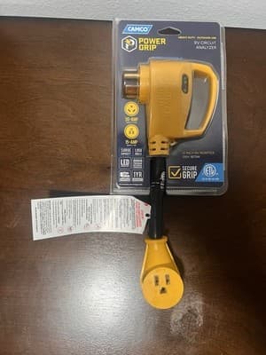 Camco Power Grip 12 Inch Rv Adapter 30amp to 15amp Rv Circuit Analyzer New