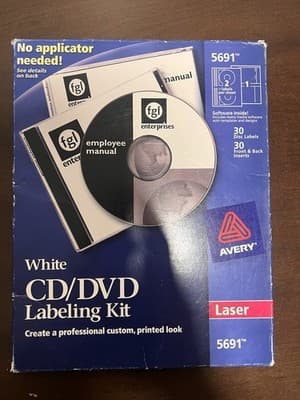 Avery 5691 White CD/DVD Labeling Kit for Laser Printers, 30 CD Labels