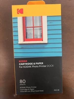 Kodak PHC-80 Photo Printer Paper & Cartridge Refill, 80 Sheets 100x148mm