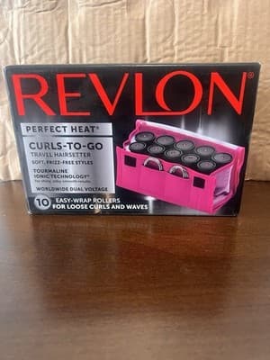Revlon Travel Hot Rollers 1in Tourmaline Ionic Dual Voltage Pink RVHS6604