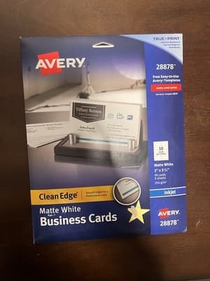 Avery 28878 Clean Edge Matte White Business Cards Inkjet 2 x 3.5 in 200