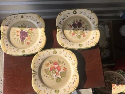 Certified International La Toscana Set of 3 Ceramic Dinner Plates, Fruit, Glossy