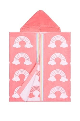 Kids bath and beach hooded towel 100% cotton rainbow pattern