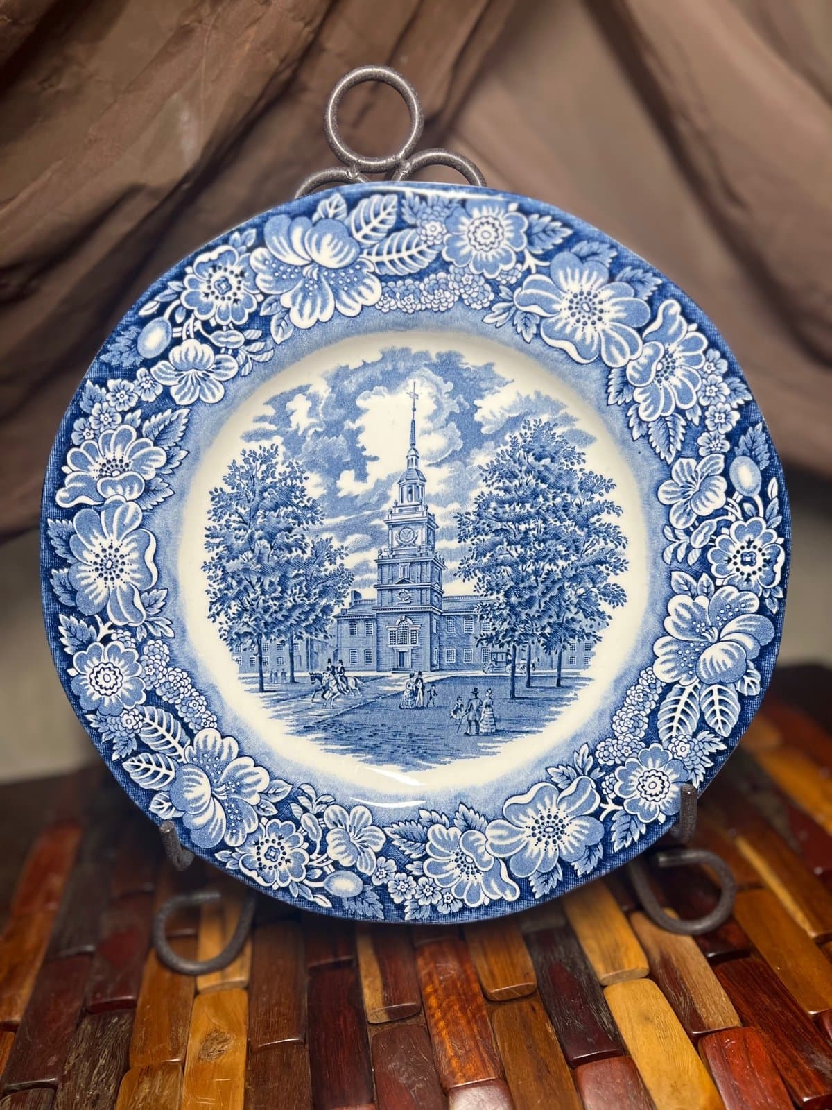 Liberty Blue Independence Hall Ironstone Dinner Plate Transferware Staffordshire