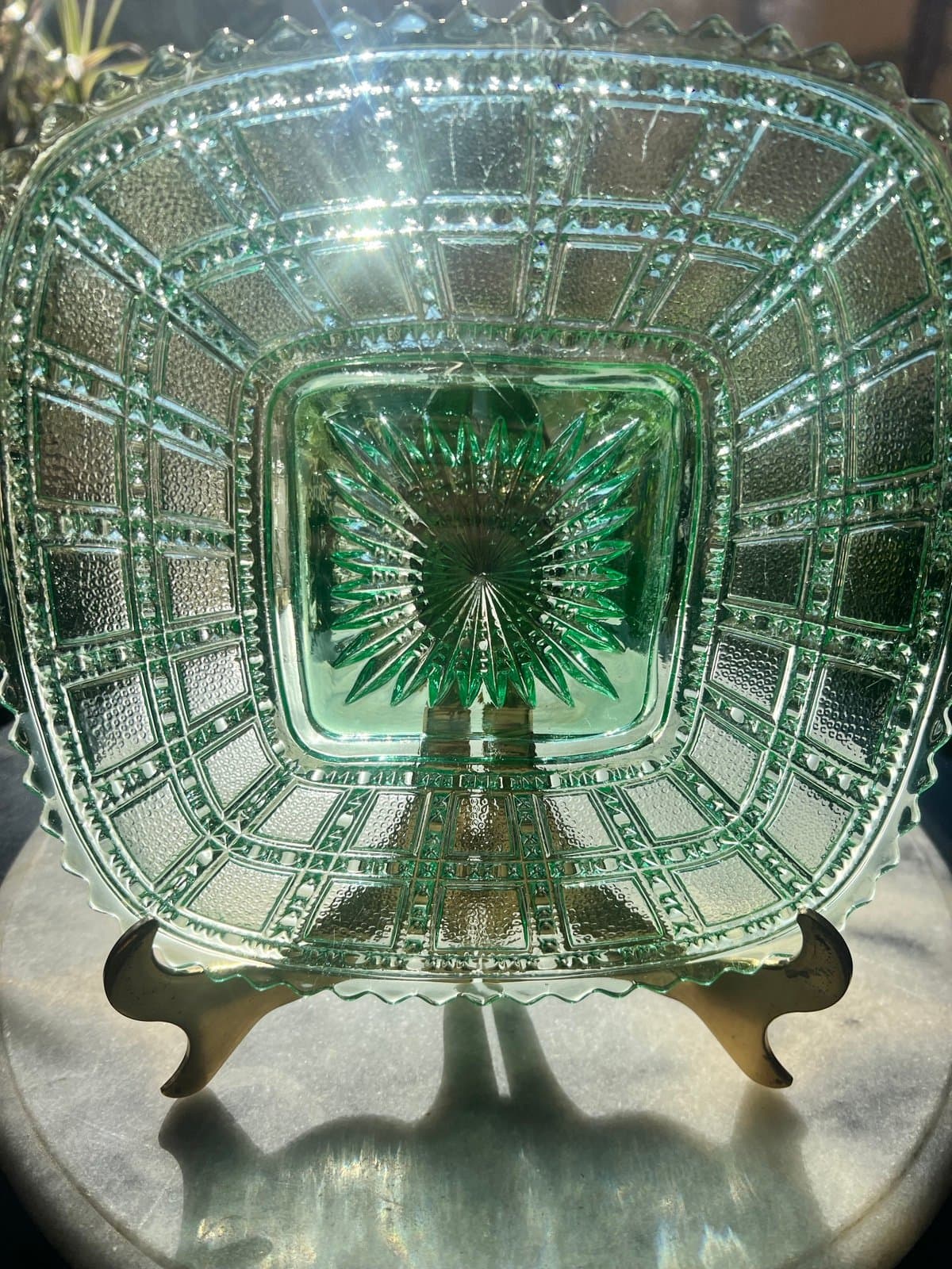Blue green, geranium depression, glass plate