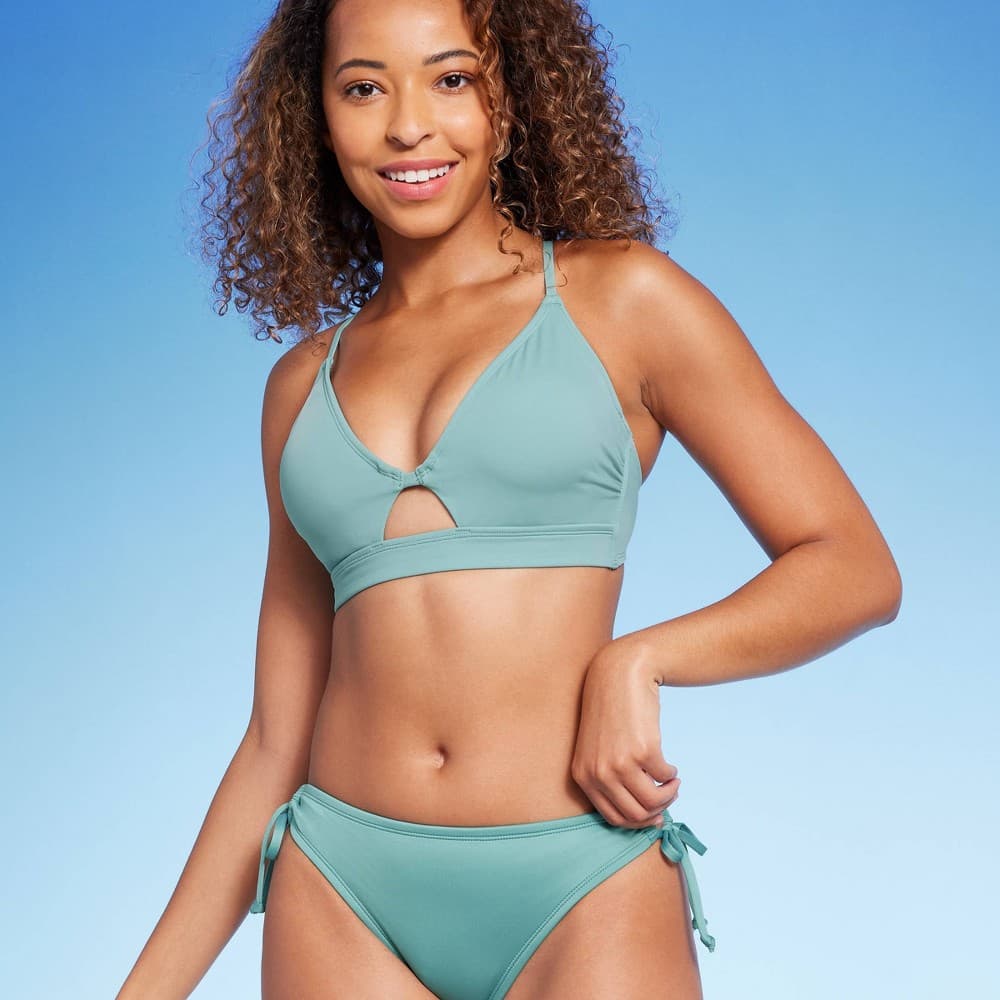 Women's Longline Keyhole Underwire Bikini Top - Shade & Shore™ Green 34C