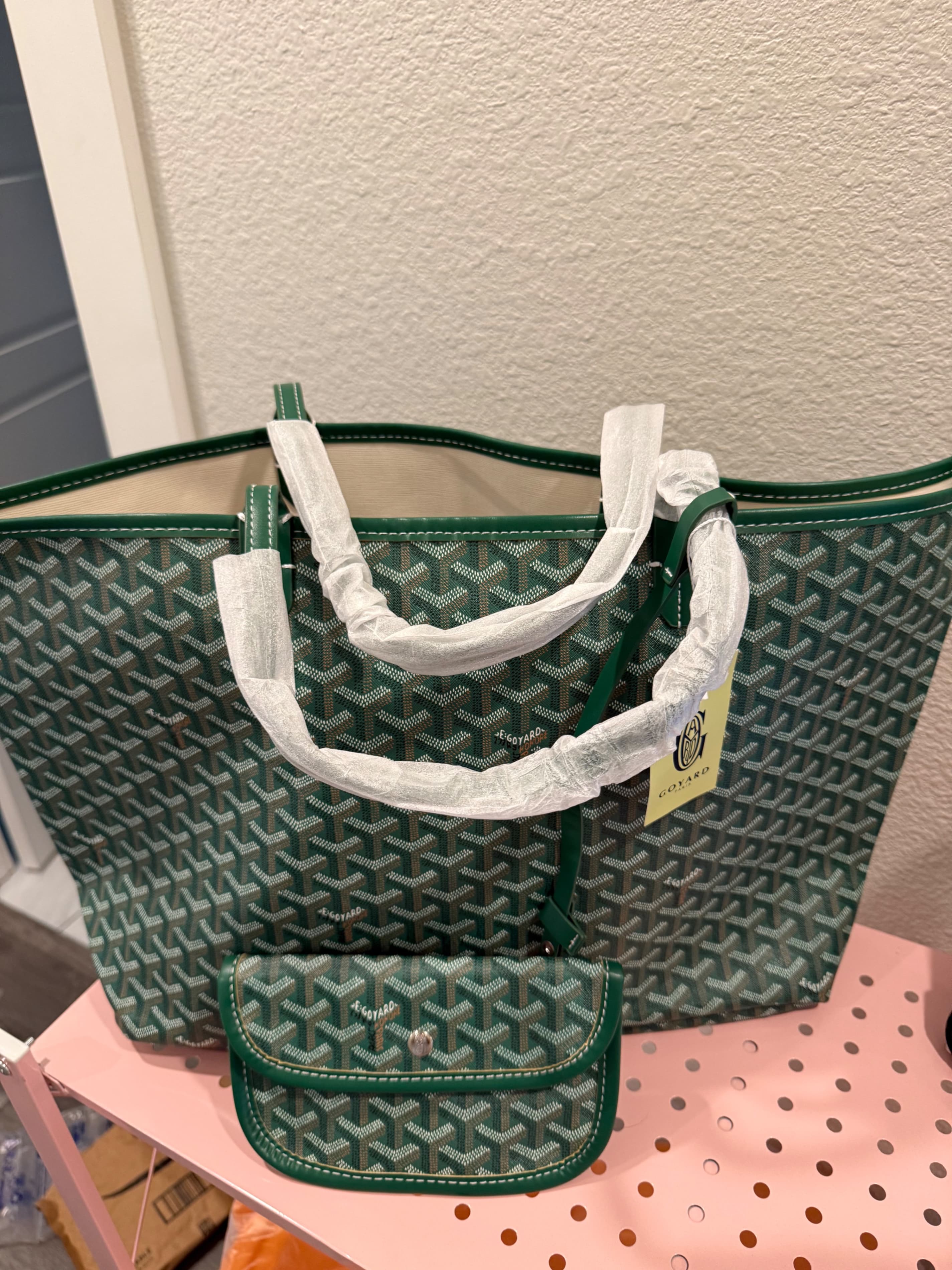 Goyard Green Tote Bag with Pouch