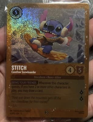 Disney Lorcana Stitch Carefree Snowboarder 42/P3 Promo Holo-Pack Fresh