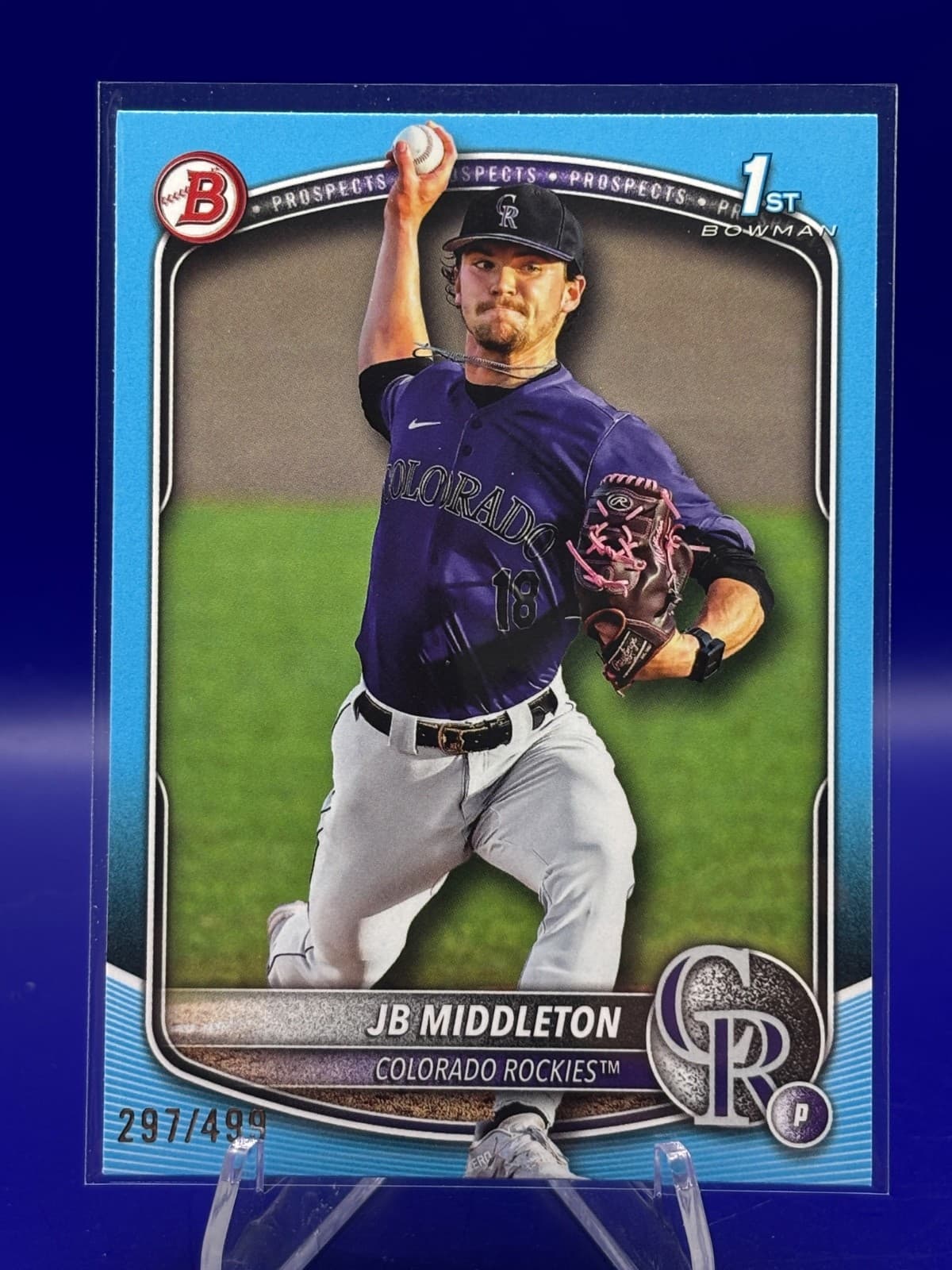 2025 Bowman Draft JB Middleton 1st Bowman Sky Blue Refractor #BD-78 /499 Rockies