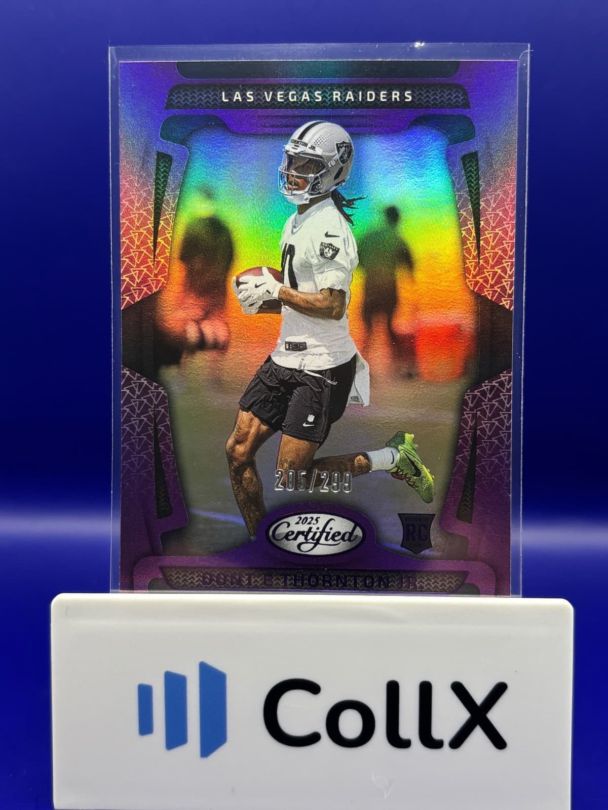 2025 Panini Certified Dont'e Thornton Jr RC Purple /299 #163 Las Vegas Raiders