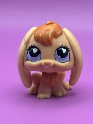 Littlest Pet Shop LPS Orange Bunny Rabbit Lop Eared Hair Rare Collectible #480