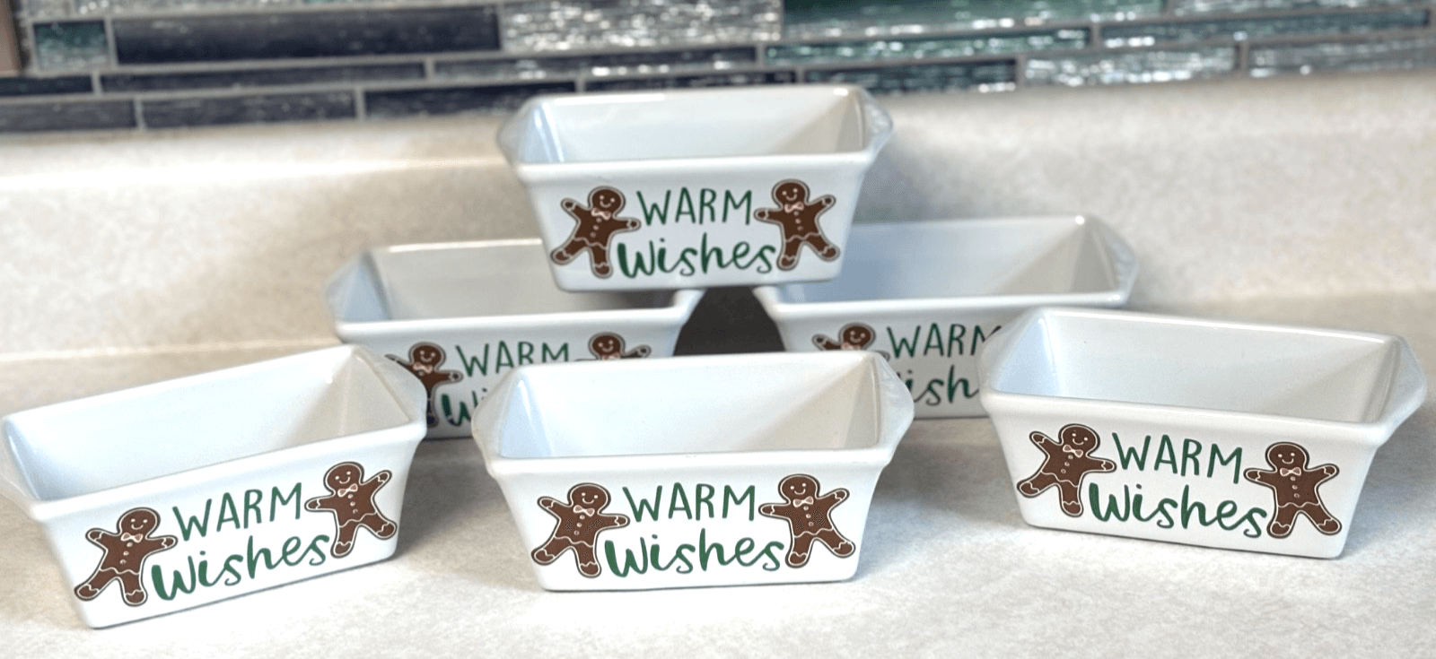 New Lot Of 6 Royal Norfolk Ceramic Gingerbread Loaf Pans Dish 6” X 3.5”