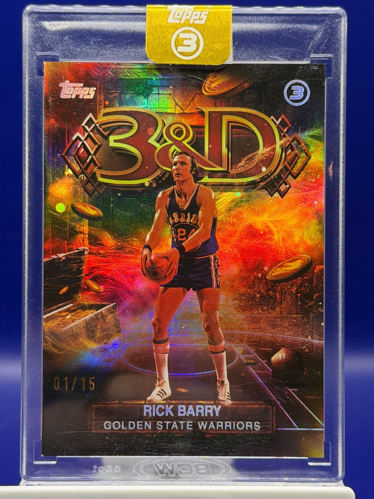 2026 Topps 3 Rick Barry #3D-33 Warriors 3&D Holo Gold Parallel 01/15