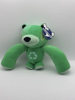 RARE-PEEK-A-BOO TOY PLUSH PANDA COLLECTABLE SERIES RECYCLA- green Pre-owned Tags