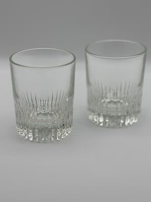 Set of 2 Cut Crystal Old Fashioned Glasses Flower or Starburst Bottom Coffee Mug