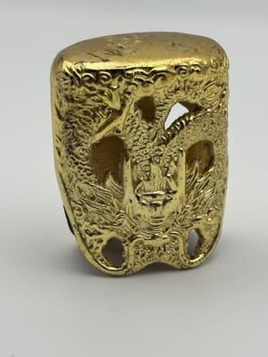 Asian Dragon Gold Tone Decorative Incense Holder Trinket Cup Vintage Ceramic