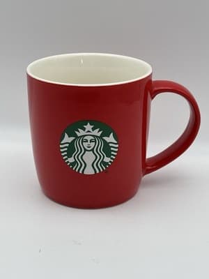 Starbucks 2021 Red Ceramic Coffee Mug Cup 11 oz AB3424 Logo Microwave Safe