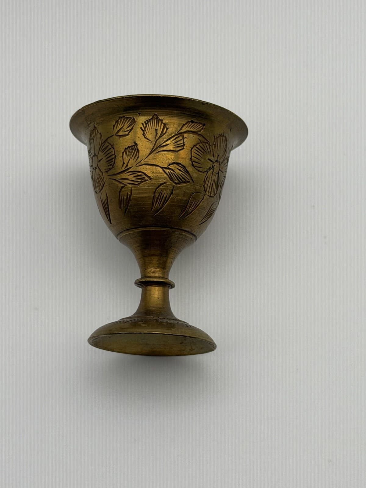 Vintage Etched Brass Mini Goblets Set of 6 Decor Candle Holders Floral