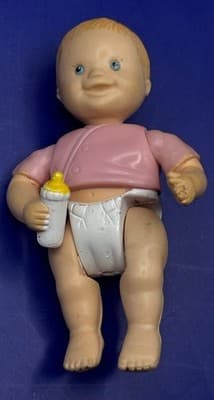 Fisher Price Loving Family Dollhouse Baby Girl Twin Pink W/ Diaper Bottle- Wear