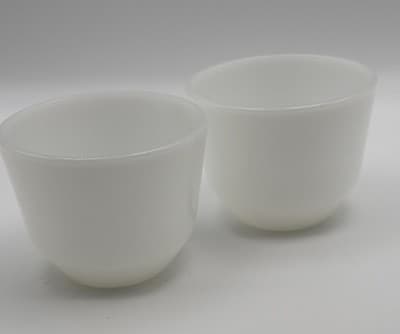 2 Vintage Federal White Milk Glass Custard Cups 6oz USA Heat Proof Set Cup